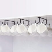 3Pcs Mug Rack Under Cabinet - Coffee Cup Holder, 12 Mugs Hooks Under Shelf, Display Hanging Cups Drying Hook for Bar Kitchen Utensils Black
