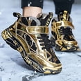 thumbnail image 2 of PEASKJP Children's Hiking Boots Adorable Lightweight Waterproof Rain Boots Light Up by Steps, Gold 40, 2 of 4