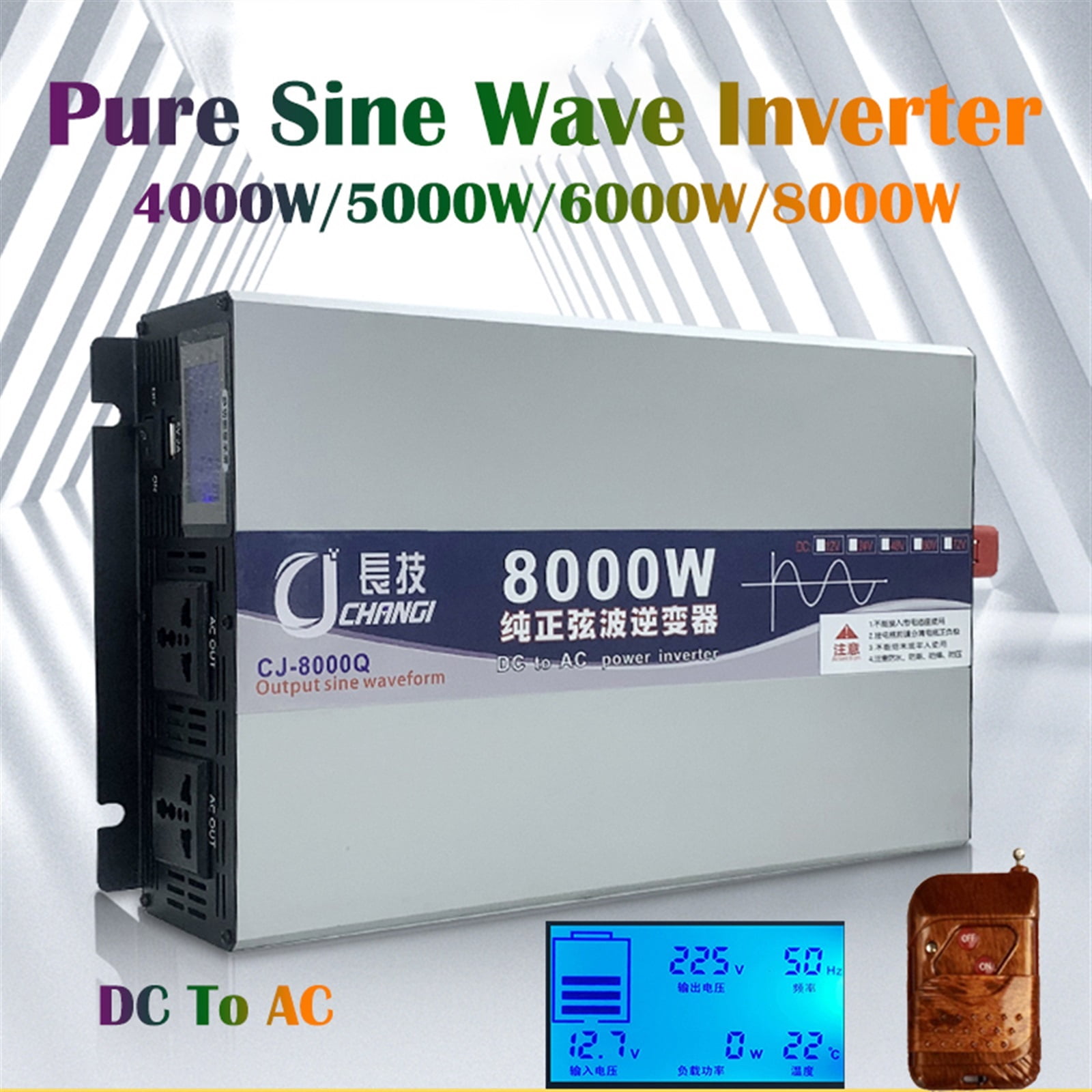 Inverter Pure Wave Current 4000W/5000W/6000W/8000W (peak Value) Transformer DC 12V/24V/48V/60V To AC Sine Wave Inverter Automobile, Household Automobile ,Powerful Output