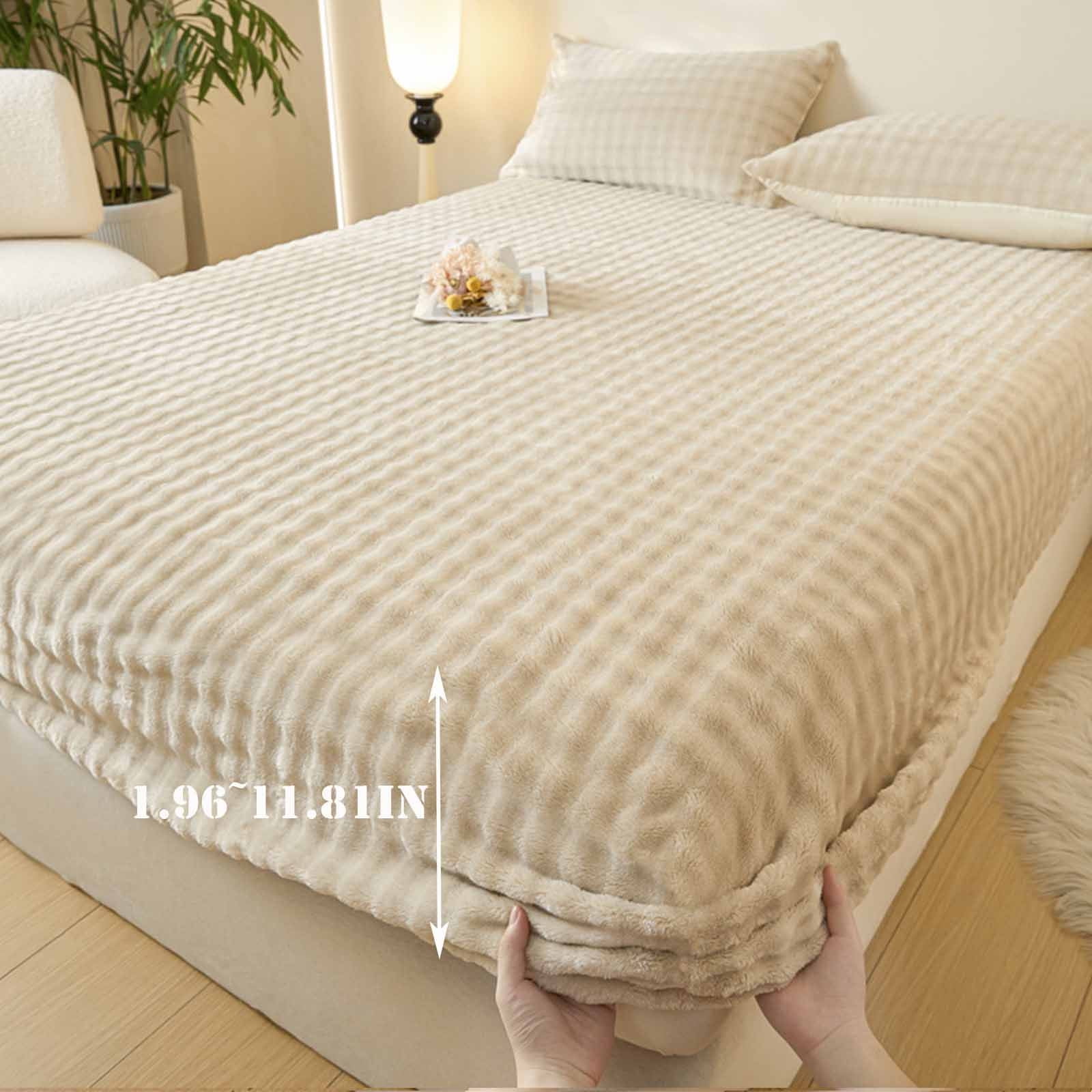 Mouliraty Bed Sheet Winter Velvet Bed Piece Padded Bed Cover Mattress Protector Thickened Velvet Bed Cover Velvet Bedspread