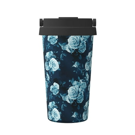 

KLL Ink Rose Pattern Stainless Steel Vacuum Insulated Tumbler - Carry Insulated Coffee Mug - Reusable Insulated Cold Brew Iced Coffee Cup Thermos