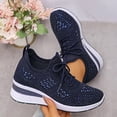 thumbnail image 5 of SCHUHLAND Women's Hot Pink Crystal Knitted Sneakers, Rhinestone Platform Wedge Casual Slip-On Shoes (6cm Heel), 5 of 16