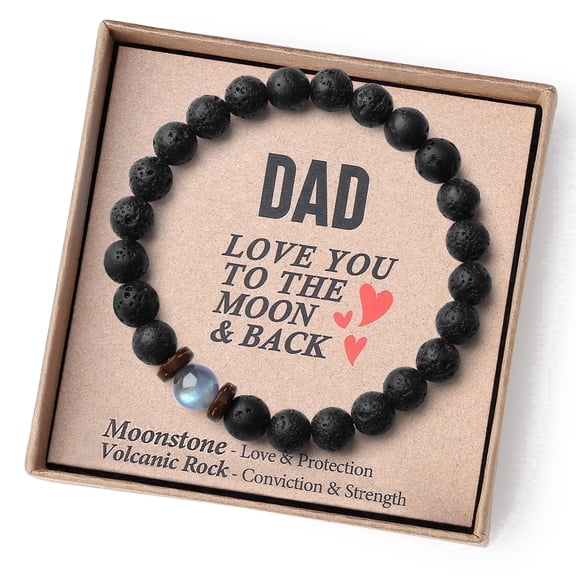 THEMEROL Gift for Dad Birthday Best Dad Ever Men Bracelets Unique Present Black Beaded Bracelet Fathers Gifts