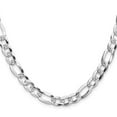 thumbnail image 2 of 925 Sterling Silver 8.0mm Flat Sparkle-Cut Pave Figaro Chain Necklace 20 Inch Chain Necklace for Women and Men, 2 of 2