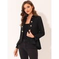 thumbnail image 2 of Chaqueta gótica informal con dobladillo con volante alto y bajo con frente abierto y cuello doblado para mujer Negro S, 2 of 5
