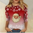 thumbnail image 2 of Jsaierl Merry Christmas Shirts for Women Plus Size Christmas Print Tees Stretch Round Neck T-shirt 3/4 Sleeve Holiday Blouse Tops Christmas Costumes, 2 of 7