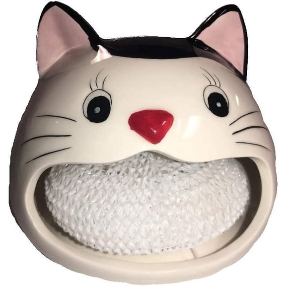 ceramic sponge/scrubbie holder (cat)
