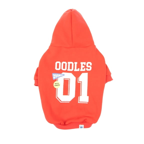 Oodles Sporty Fall Dog Hoodie, Red, XS