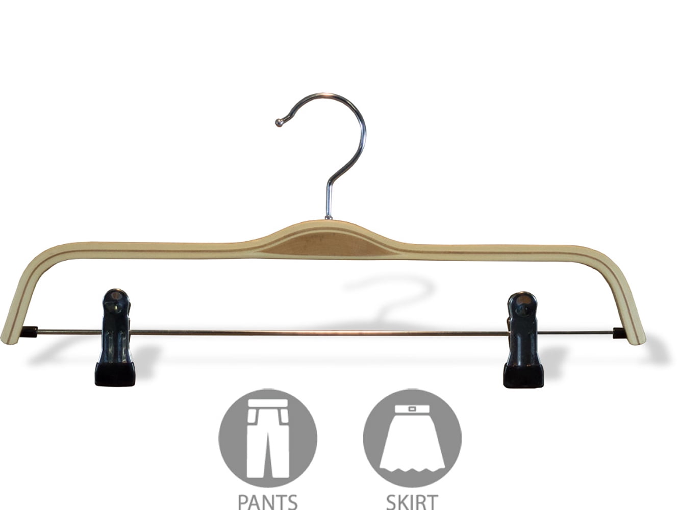 INTERNATIONAL HANGER Laminate Natural Wood Combo Hanger for Tops or Bottoms, 100 Pack