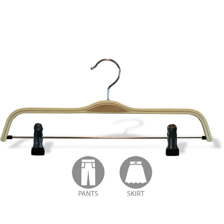 Set of 6 Baby, Toddler & Kid-Size Natural Wood Chrome Combo Hangers with  Pant Clips