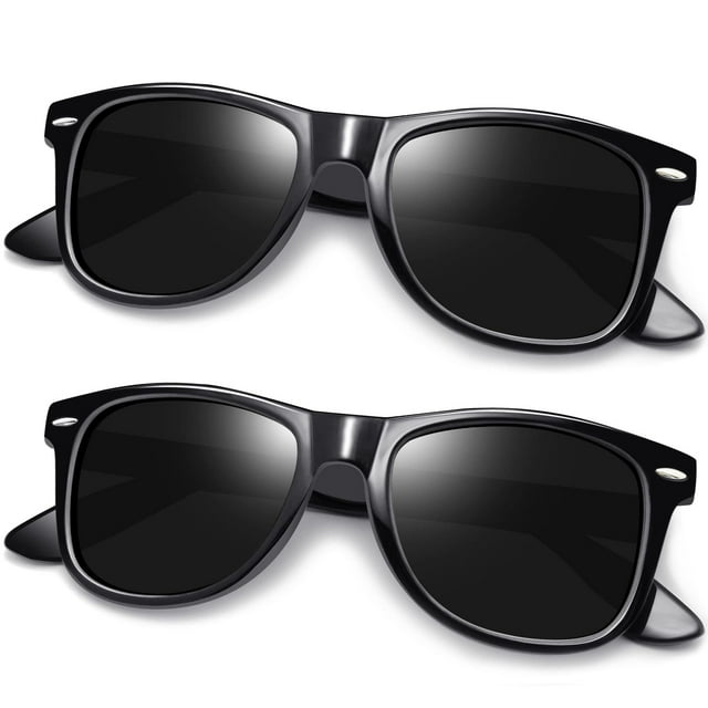 Gafas de sol Joopin Square Polarized UV400 de color negro brillante (paquete de 2)