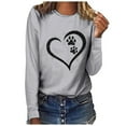 thumbnail image 1 of Besolor Tuniques Automne Printemps pour Femmes 2024 Imprimé Cœur Col Rond Manches Longues Chemises Décontractées Amples Blouse Tee, 1 of 3