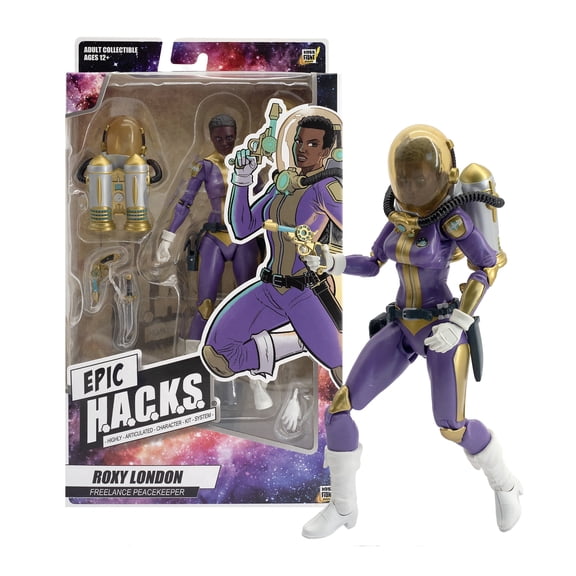 Boss Fight Studio Epic H.A.C.K.S. Core Wave 1, Roxy London: Freelance Peacekeeper Action Figure - Highly Articulate Collectible Figurine with Interchangeable Parts and Accessories - 1:12 Scale
