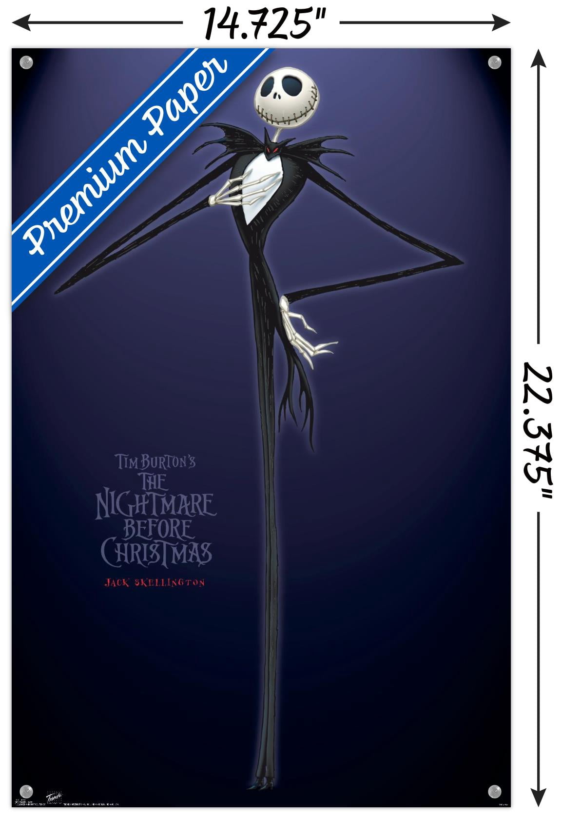Disney Tim Burton's The Nightmare Before Christmas - Jack Wall Poster with Push Pins, 14.725" x 22.375"
