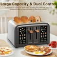 thumbnail image 3 of 4 Slice Toaster Touch Screen Long Slot, Touch Screen for Dual Control, 7 Shade Settings,1.5'' Extra Wide Long Slots,1800W,Grey, 3 of 7