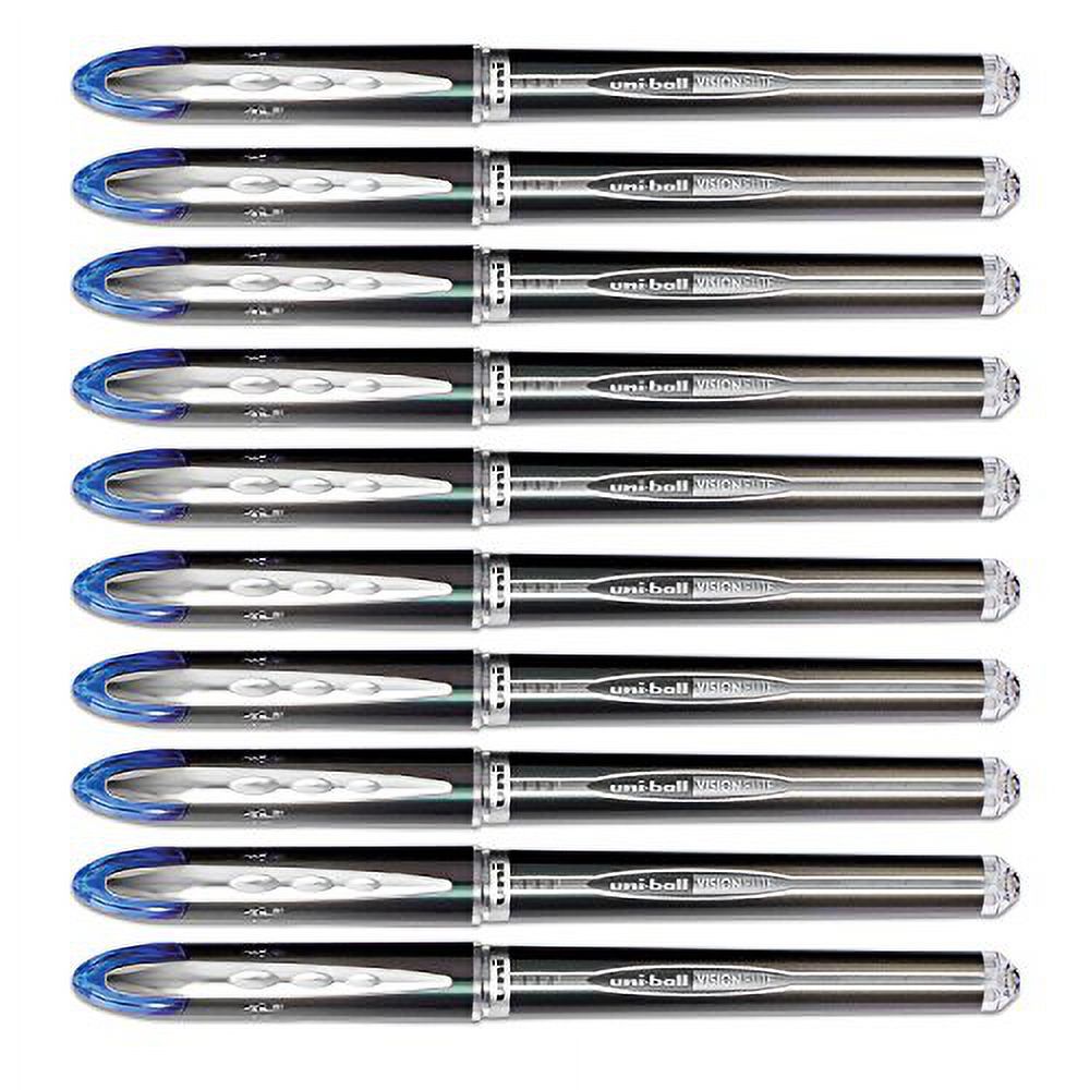 uniball Vision Elite Stick Roller Ball Pen, Blue, Super Fine, 10 Pens (69177)