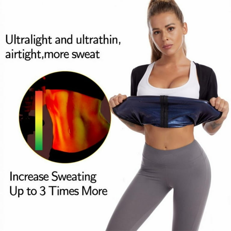 Women's Neoprene Sweat Vest Sauna Suit Slimming Body Shaper Workout Hot  Waist Trainer Shirt Top With Sleeves 