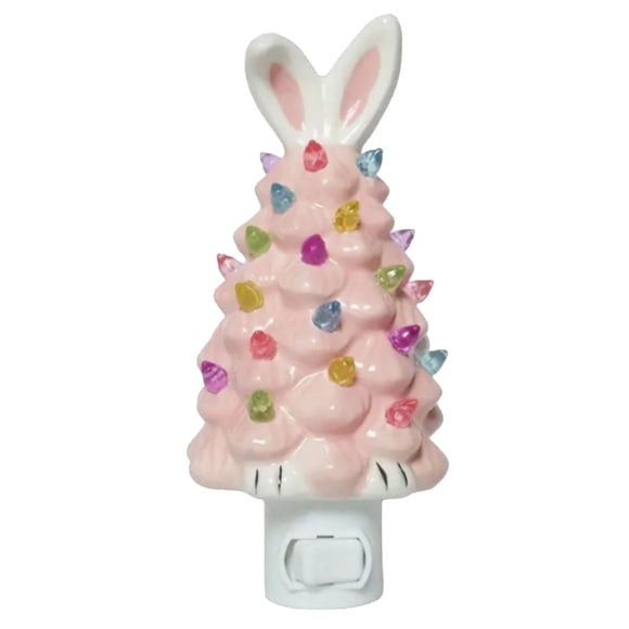 HLONK Lapin de Pâques Arbre Mignon en Résine Veilleuse Décoration de Pâques Arbre de Lapin de Pâques Lampe de Table Lumières de Table à Brancher sur le Mur Cadeau d'Anniversaire de Pâques pour Enfant Bébé Décoration de Chambre Cadeaux Mignons