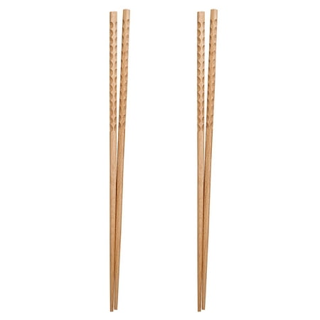 

2 Pairs Wood Lengthen Chopsticks Multifunction Frying Noodle Chafing Dish Chopsticks Hot Pot Flatware for Home Restaurant (42cm)