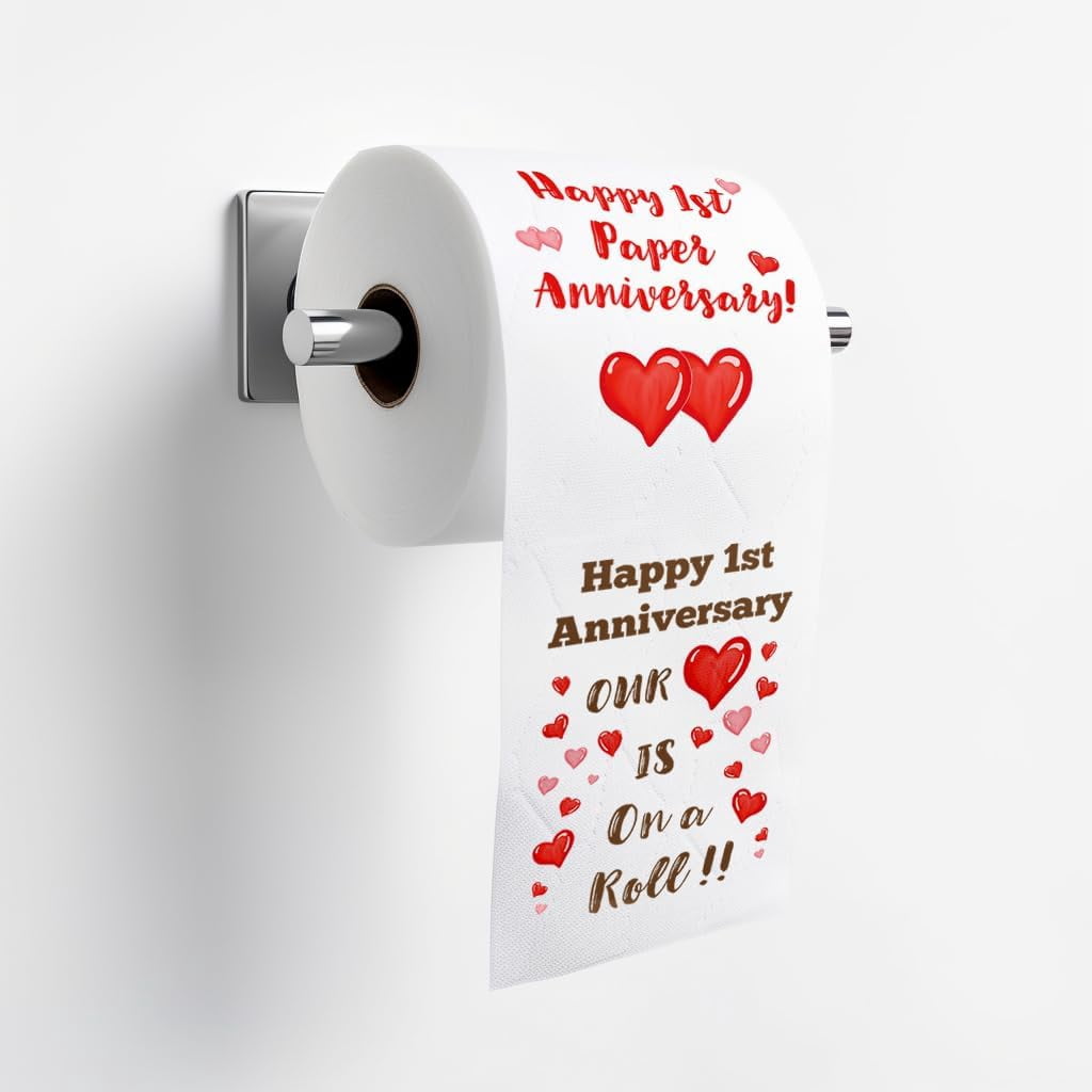 Happy 1 Year Anniversary Wedding Gifts Decorations For Him, One Year Anniversary, 1st Year Toilet Paper, First Anniversary Men Women Husband, Girlfriend, Boyfriend, Her, Wife, Couple (1 Roll)