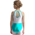 thumbnail image 2 of Eandarui Kids Girls Gymnastics Ballet Dance Leotard Bodysuit Shiny Rhinestones Figure Skating Costumes Blue Green 16, 2 of 7