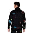 thumbnail image 3 of Smoke Rise Men's Neon Paint Splatter Denim Jacket 2XL Black, 3 of 4