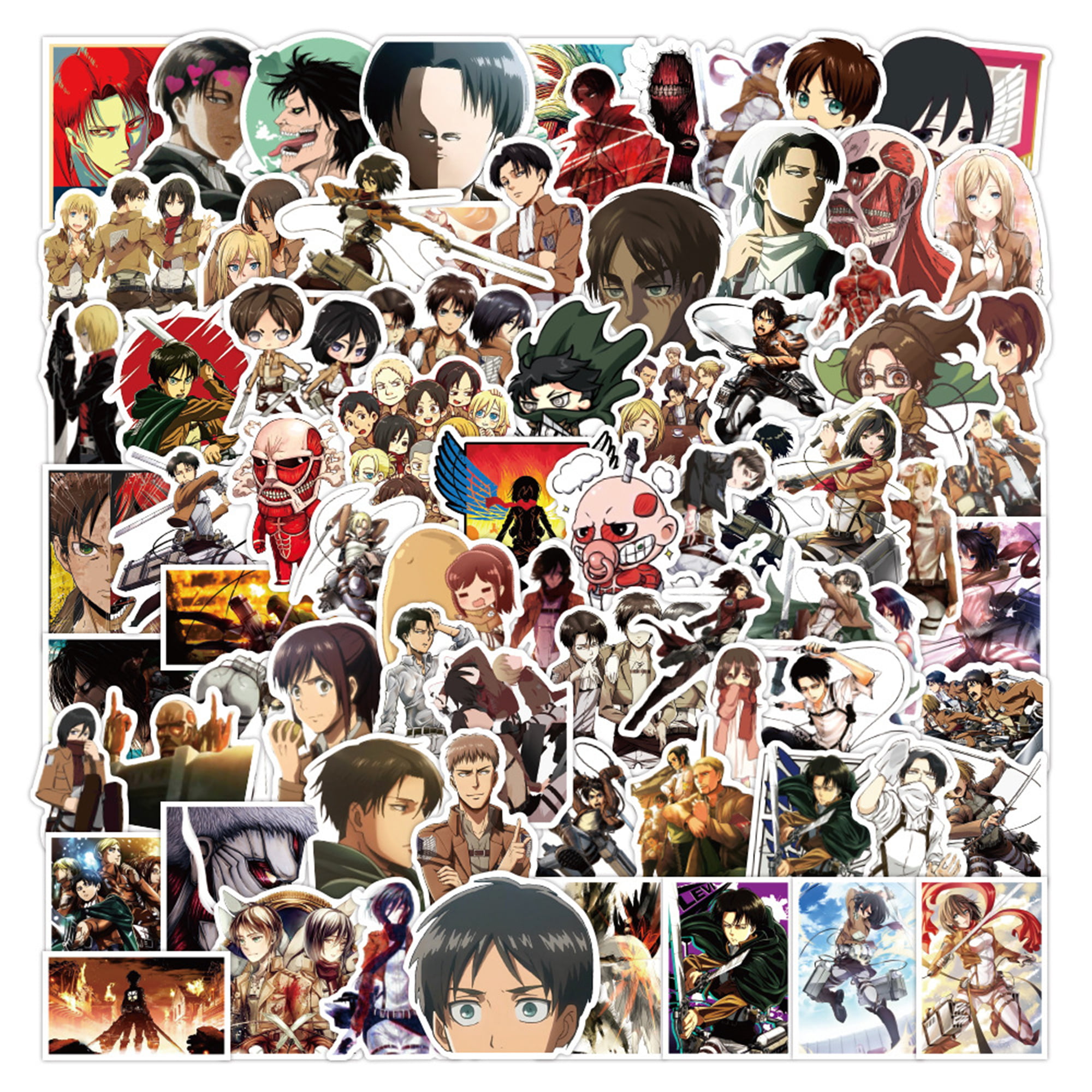100pcs Anime Character Attack on Titan Stickers Decals Motor Skateboard Laptop 