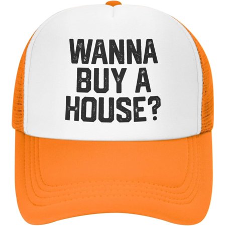 Funny-Wanna-Buy-A-House-Realtor-Real-Estate-Gifts Orange Mesh Men Hat Adjustable Sport Golf Baseball Cap Hats Dad Caps