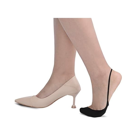 Eryueer Flammi 6 Pairs Women Ball of Foot Cushion Socks Ultra Low Cut Liner Socks with Sling No Show Padded Half Socks for Heels