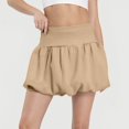 thumbnail image 5 of Women's Double Layer Bubble Hem High Waist Skirt - Solid Color Micro-Stretch Skirt for Casual, Retro, and Vintage-Inspired Fashion,Khaki M, 5 of 5
