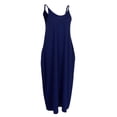 thumbnail image 1 of Vestido maxi Sunnimix sin Mangas cuello en V con bolsillos Azul S M, 1 of 8