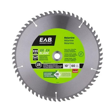 

Exchange-A-Blade 1110462 10 in. x 60 Teeth Finishing Green Blade Melamine Saw Blade - Recyclable Exchangeable
