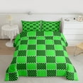 thumbnail image 2 of jejeloiu Classic Grid Bedding Comforter Set,Minimalism Geometric Checkered Twin Comforter Sets,Green Black Checkerboard Bedding Set For Girls Boys,Super Cozy Room Decor Reversible,2pcs, 2 of 8