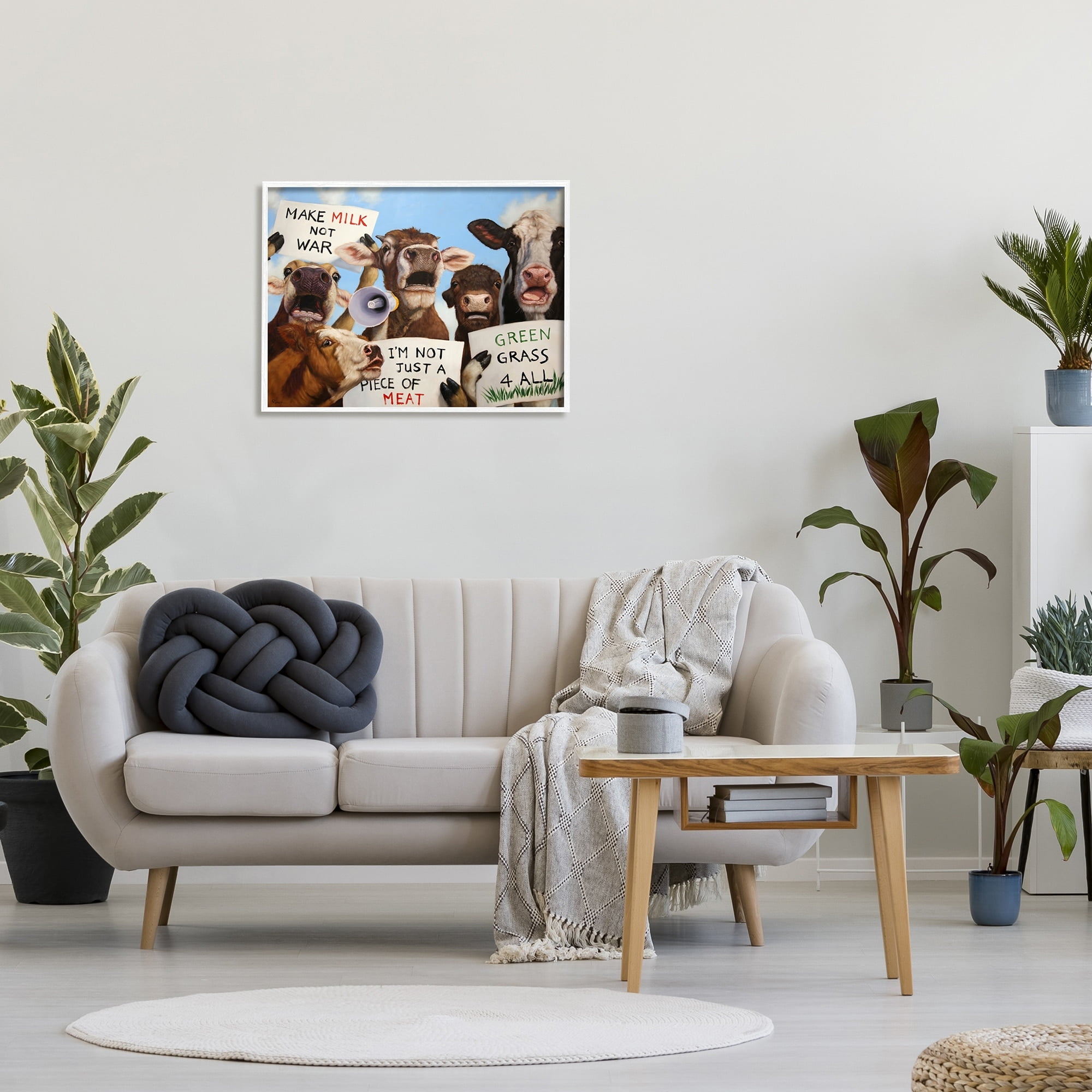 Stupell Industries Protesting Cows Funny Country Farm Cattle Animal Equality, 30 x 24, Design by Lucia Heffernan