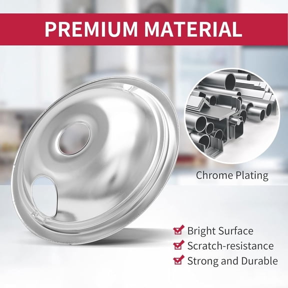 Noothes Drip Pans For Electric Stove 1 Pack Chrome Stove Drip Pans Replacement Burner Top Bowls Universal Fit Smooth Top Protector Kit