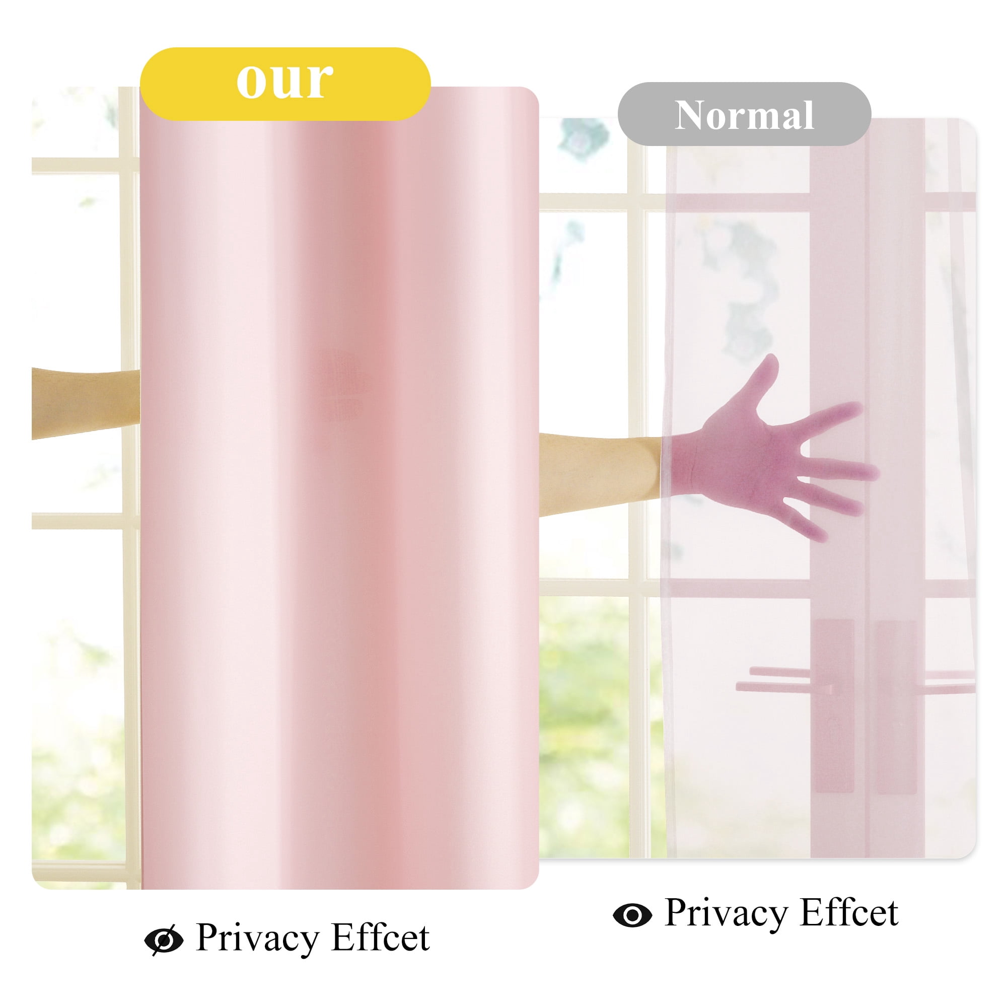 NICETOWN Privacy Sheer Curtains for Kitchen, Grommet Curtains Non-See-Through Light Filtering Window Drapes for Living Room, Baby Pink, 52"x72", 2 Panels