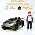 thumbnail image 7 of Lamborghini 24V Kids Electric Car, Licensed Huracan Sto Battery Powered Ride On Car with 4 Wheels Spring Suspension for Age 3-8, Remote Control Ride On Toys Speeds 1.86-5.59 MPH, LED Lights, Gray, 7 of 7