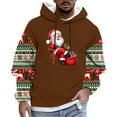 thumbnail image 3 of UVEASISHA Ugly Christmas Hoodie Men Cute Santa Claus Hooded Sweatshirts Big and Tall Casual Long Sleeve Pullover Sweatshirt Xmas Fashion Gift Ideas Coffee 3XL, 3 of 6