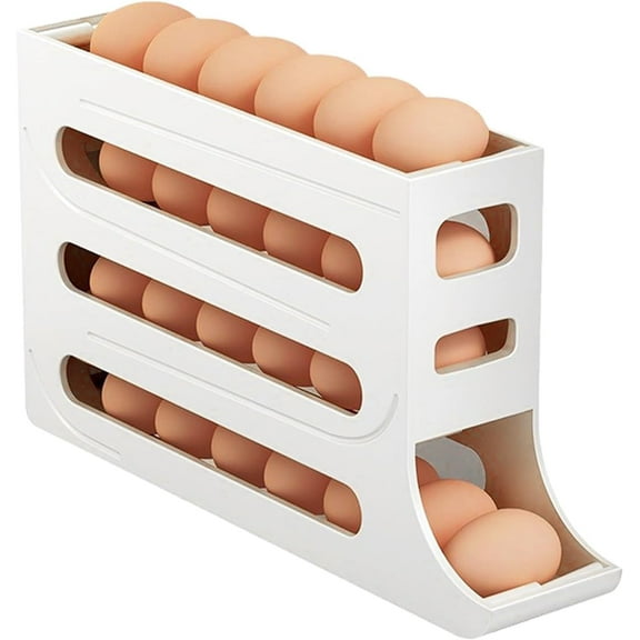 Egg Holder for Fridge, 4 Tiers Auto Egg Organizer for Refrigerator, Large Capacity Egg Container for Refrigerator Storage 30 Egg, Space-Saving Egg Roller for Refrigerator Kichen Cabinet