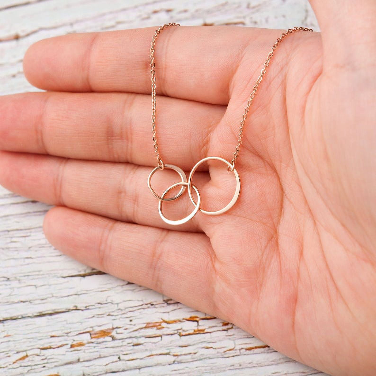 Three Generation Mother's Day Jewelry, Three Generation Necklace and Card Gift, Gift for Mom, Gift for Mother, with Gift Box and Ships Next Day! [Gold Triple Infinity Rings, No-Personalized Card]