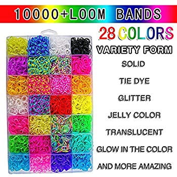 hook Loom Bands Glow in dark in Pack 12 s-clips