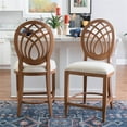 thumbnail image 2 of Pemberly Row Beechwood Ornamental Backrest Set of 2 Counter Stool in Light Brown, 2 of 10