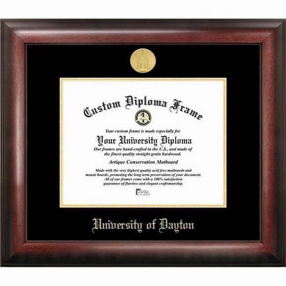Campus Images OH994GED-1185 11 x 8.5 in. University of Dayton Gold Embossed Diploma Frame - Satin Mahogany