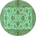 thumbnail image 1 of Ahgly Company Indoor Round Abstract Turquoise Blue Modern Area Rugs, 8' Round, 1 of 4