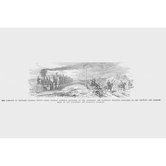 Federal Troops Under Johnston on Louisville & Nashville Turnpike-Fine Art Canvas Print (20" x 30")