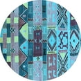 thumbnail image 1 of Ahgly Company Indoor Round Oriental Light Blue Industrial Area Rugs, 8' Round, 1 of 4