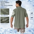 thumbnail image 4 of POENTAB Men Summer Sun Protection Shirts Loose Casual Short Sleeve Button Up Lightweight Outdoor Workwear With Mesh Line Green, 4 of 8