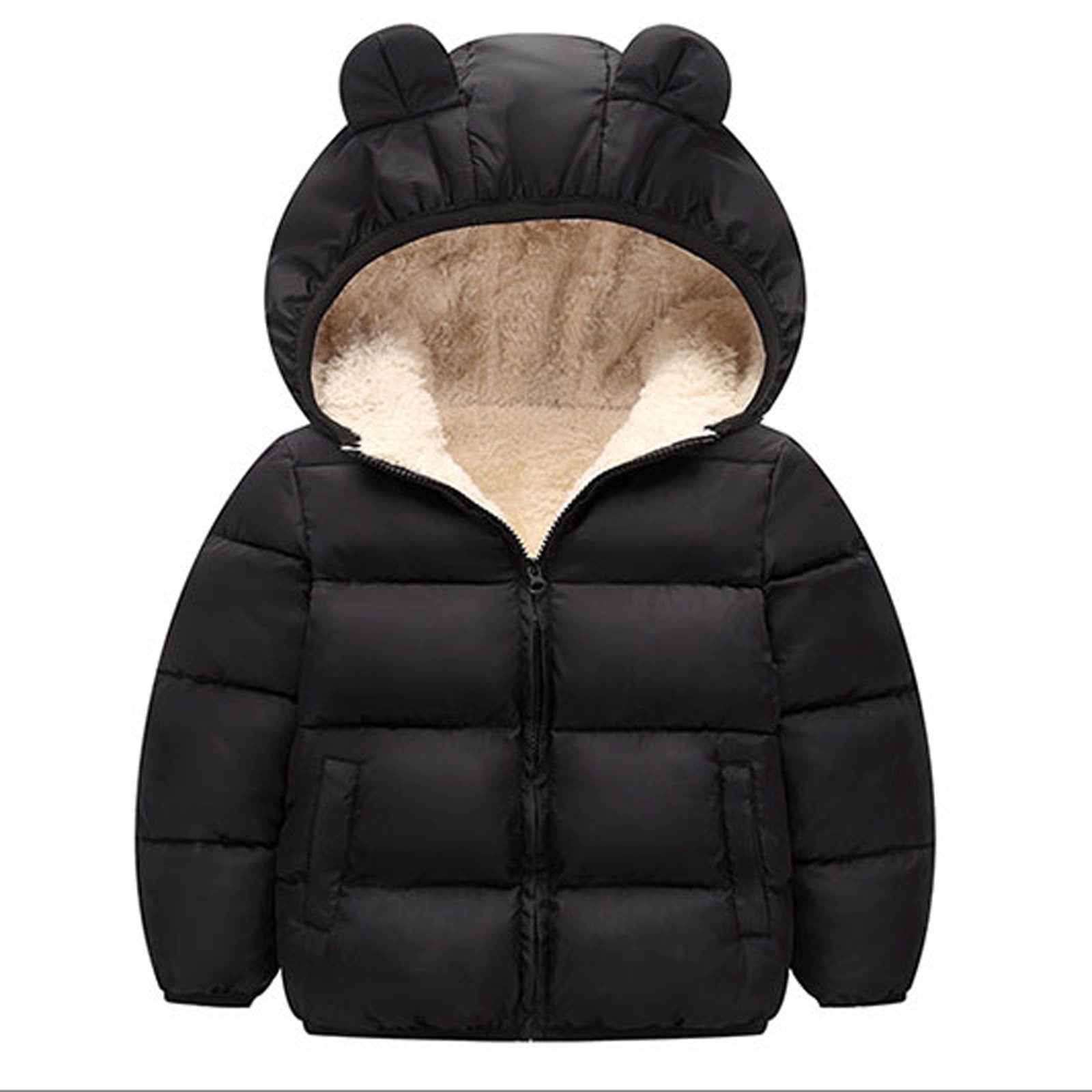 TopLLC Baby Boys Girls Winter Jacket Fleece Lined Down Cotton Windproof Warm Hooded Puffer Coats 1 4Y Walmart