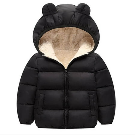 

Annhoo Baby Boys Girls Fleece Lined Coats Winter Warm Long Sleeve Zipper up Quilted Jackets with Cute Ears Hood