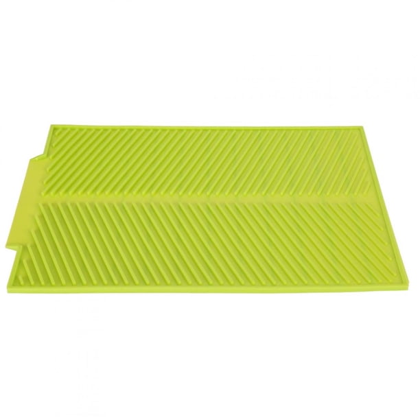 Tapis De Séchage Vaisselle En Silicone Vert – Pliable, Résistant à La Chaleur, Drainant (39x25 Cm)